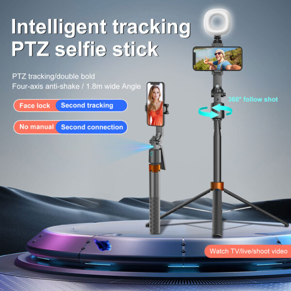 Portable Q13 Intelligent AI Face Tracking Cell Phone Holder Selfie Stick with Tripod with Remote Controller and Fill Lamps